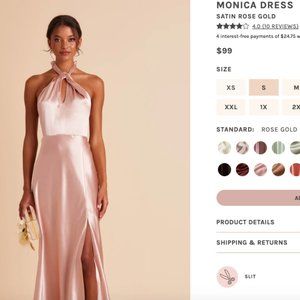 Used Birdy Grey Monica Halter Dress Satin Rose Sz Small